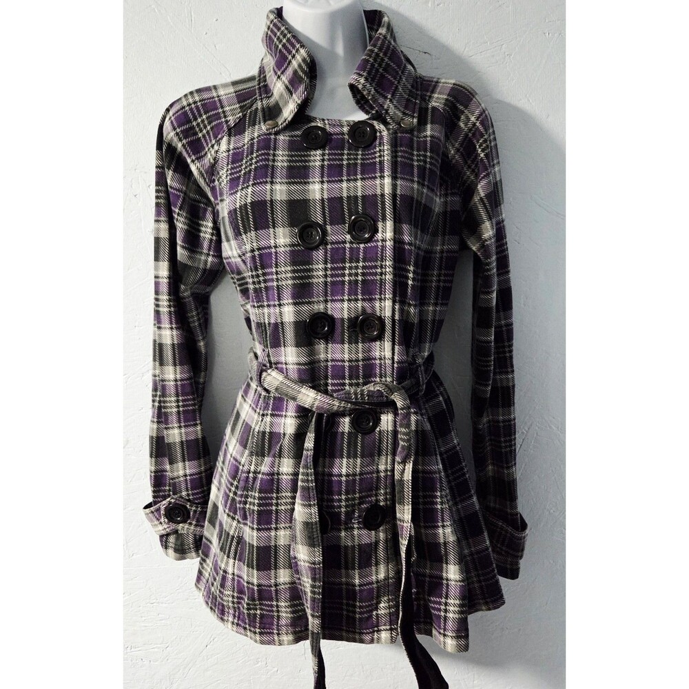 Y2K Self Esteem Purple & Gray Knit Trench Coat - Large